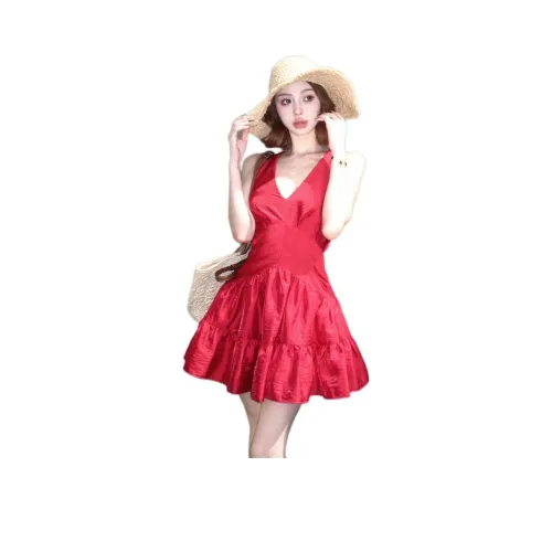 MORii Red Женские Платья без рукавов