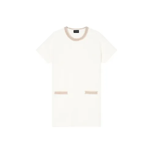 EMPORIO ARMANI Короткое платье с короткими рукавами женское бежевый