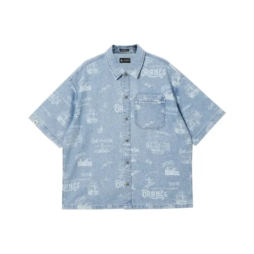 JACK JONES E40 Light Denim Blue Men's Shirts JACK JONES E40 Светлый Деним Синий Мужские Рубашки