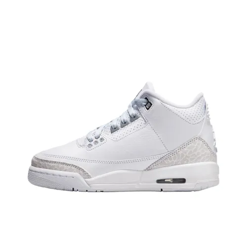Jordan Air Джордан 3 Устойчивый к истиранию Низкий Топ Детские Баскетбольные Кроссовки Белый Золотой Подростки