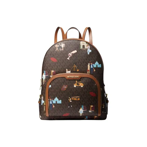 MICHAEL KORS Jet Set Холст и Кожа Рюкзак Большой Женский Коричневый