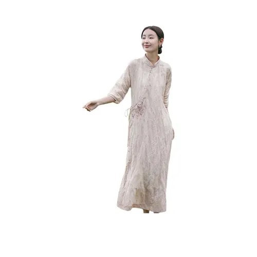 JIXIANGYUER Goose Желто-коричневый Женские Ципао