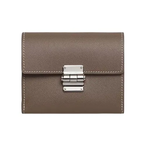 HERMES Charniere Телячья кожа Кошелек Женские 18 этуп слоново-серый
