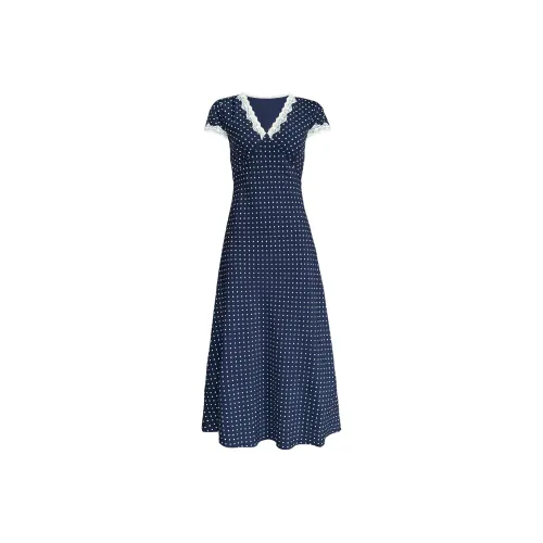 MH Темно-синий Женские Короткие Платья с Рукавами