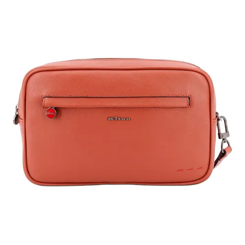 KITON Кожаный клатч, женский, оранжевый