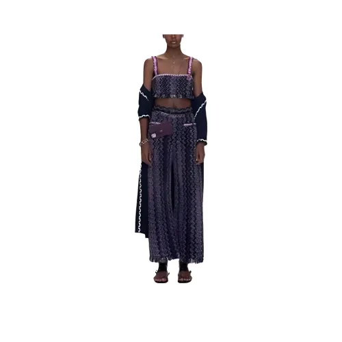 CHANEL Морской синий Женские Повседневные Брюки