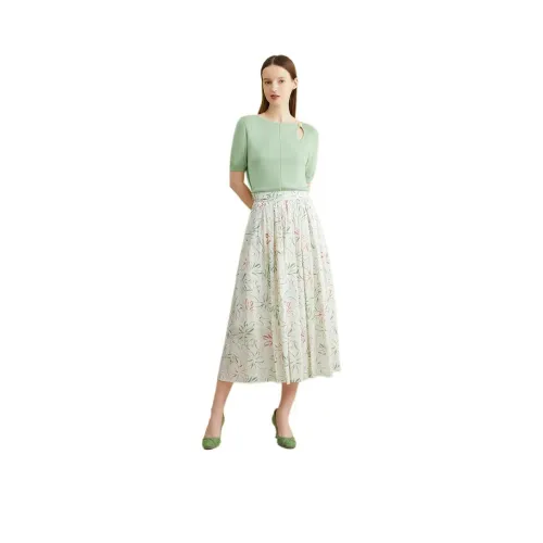 Yiner Повседневный Длинный Юбка Женская Кремово-Белый