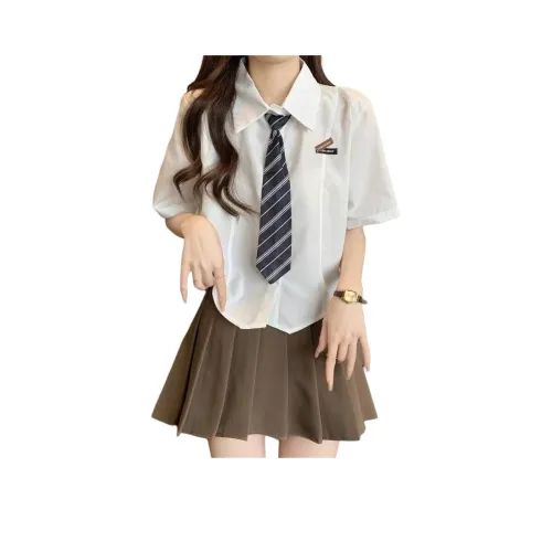 LAKESI Белая рубашка + Черные полосы Галстук Женские рубашки