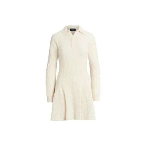 Polo Ralph Lauren FW22 Длинное Платье с Длинными Рукавами Женское Белое