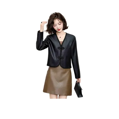 Yi Mengyuan Кожа Куртка Женская