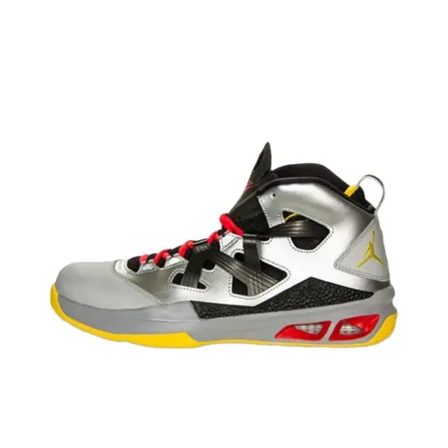 Jordan Melo M9 Устойчивые к истиранию MID Топ Баскетбольные кроссовки Унисекс Серебристо-серый