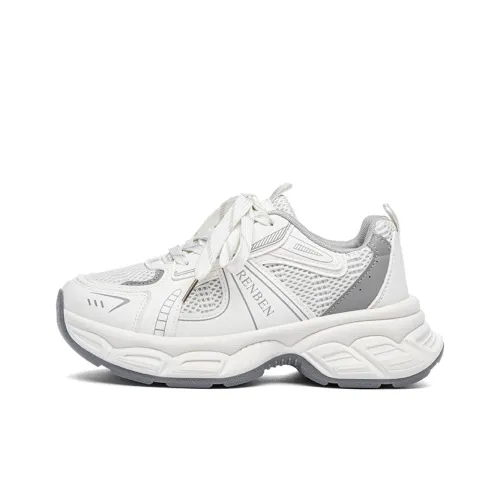 RENBEN Амортизация устойчивость к истиранию дышащий низкий топ кроссовки с толстой подошвой женские серо-бежевые