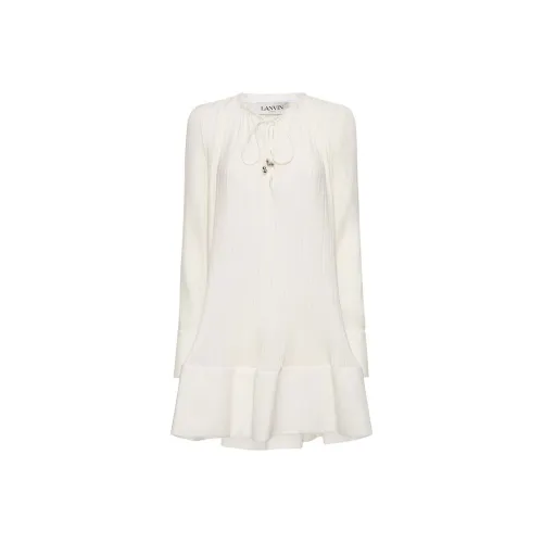 Lanvin Белое Женское Длинное Платье с Рукавами