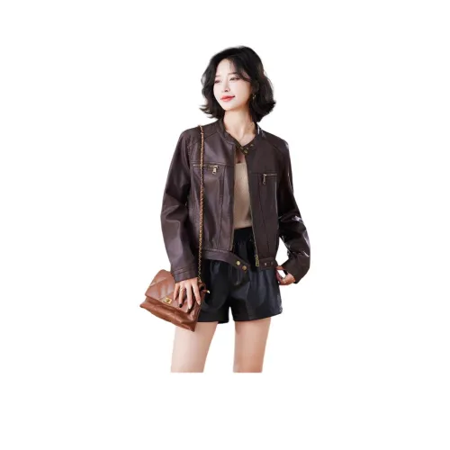 Yi Mengyuan Кожа Куртка Женская