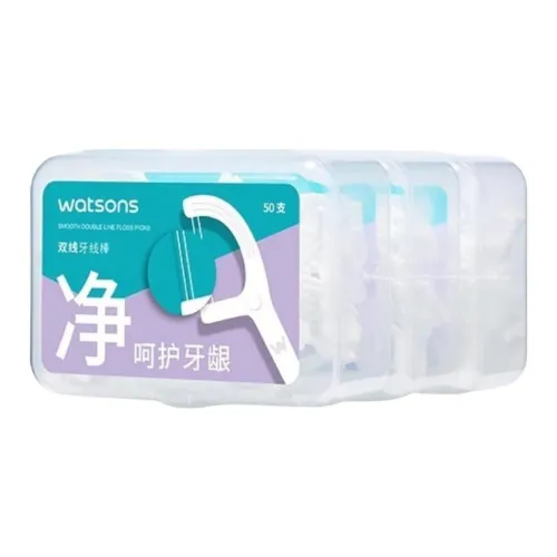 Watsons Гладкий и глубоко очищающий двойной нить защитный фторированный зубной нить PICKS 50 упаковок X 3 коробки