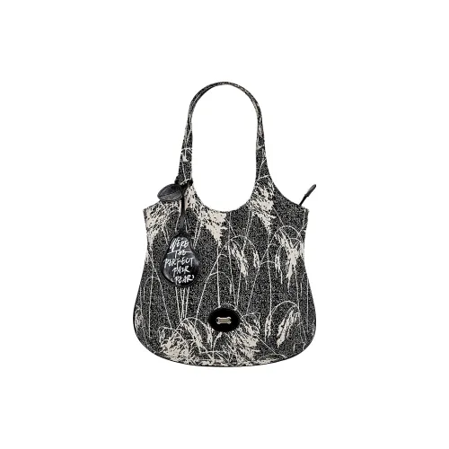 Great Dog and Black Horse Жаккард Rice Ears Тоут Сумка Сумка через плечо Большая Женская Черная