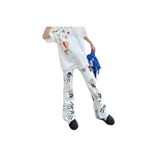 QIJIJIEQU Белый Унисекс Джинсы