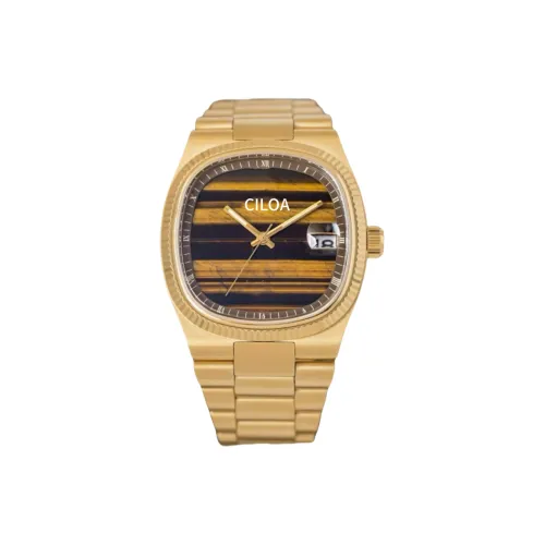 CILOA Кварцевый механизм ремешок из нержавеющей стали мужские часы циферблат часов кофе