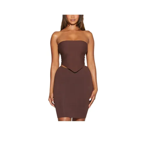 NAKED WARDROBE NW Галстук-трикотажный топ Crop Top Без бретелек Топ Женский