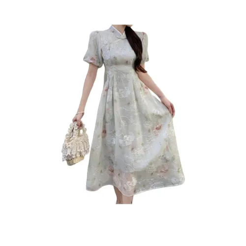 YICHEN Короткое платье с короткими рукавами женское