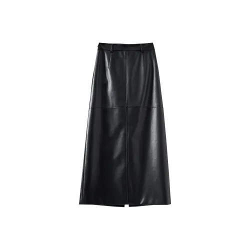 OUNIXUE Кожа Длинная Юбка Женская
