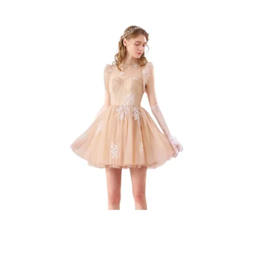 CHECOCRE Телесное Женское Платье без Рукавов