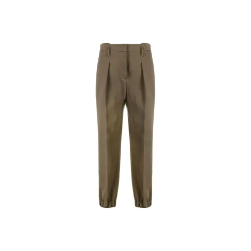 BRUNELLO CUCINELLI Армейский зеленый Женские Повседневные брюки