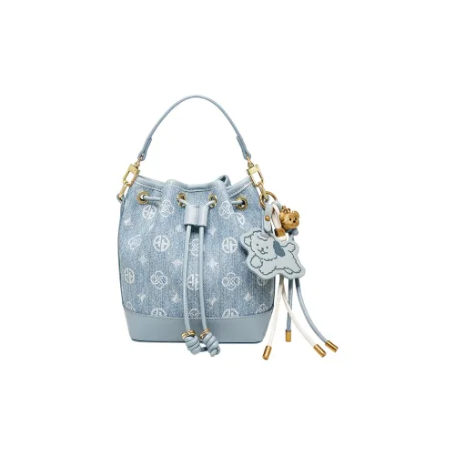 AOKANG PVC ведрообразная сумка сумка через плечо маленькая сумка джинсовый синий женская