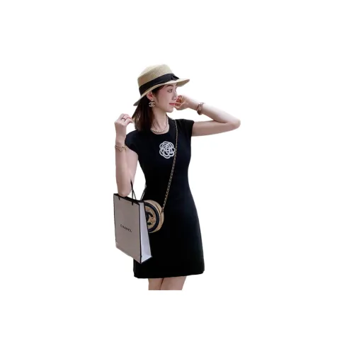 QIAOMONVHAI Короткое платье с короткими рукавами женское