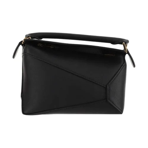 LOEWE Пазл С рельефом Телячья кожа Через плечо Сумка Мини Женские Черный