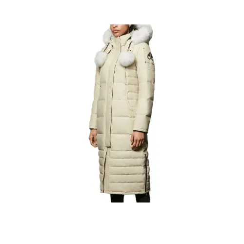 Moose Knuckles Однотонный С капюшоном LONG DOWN JACKET Женские Фарфоровый белый