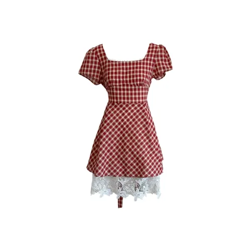 SEAR OFFICIAL Red Женские Короткие Платья с Рукавами