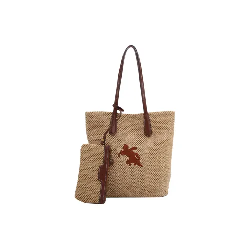 JANITINO Плетеная соломенная сумка из ПУ (полиуретан) плечо женский рафия желтый