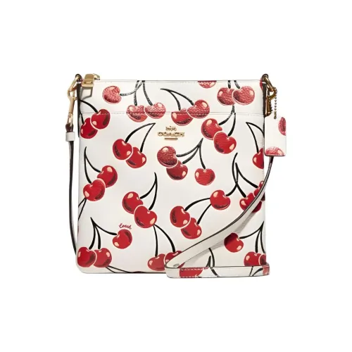 COACH Kitt Пескоструйная кожа Курьерская сумка Сумка через плечо Женская Мел Белый