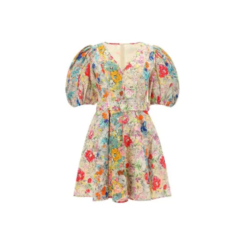 Zimmermann Многоцветные Женские Короткие Платья с Рукавами