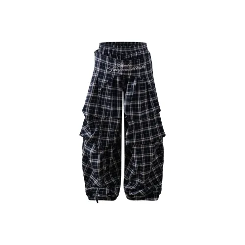 51XXHA Черная клетка Унисекс Повседневные брюки