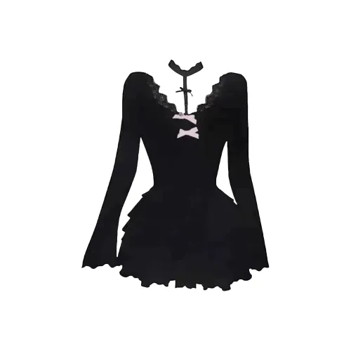 ARIADNAW STUDIO Black Женские Длинные Платья с Рукавами