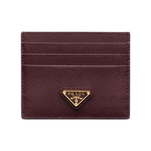PRADA Saffiano Коровья кожа Держатель для карт Женский Бордовый Красный