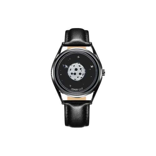 JOKER CAT Кварцевый механизм ремень из натуральной кожи унисекс черный циферблат