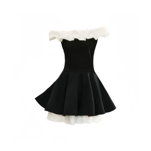 YGPRW Black Женские Короткие Платья с Рукавами