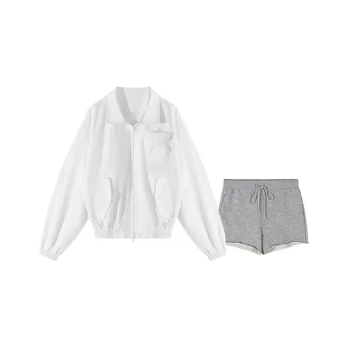 MARIE·COCO Белая куртка + Серые шорты Женские повседневные костюмы