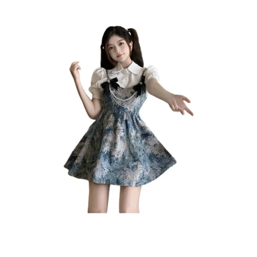 FWTW SS24 Slip Платье Женское Винтаж Синий