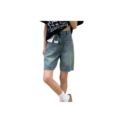 Мед Винтажный Синий Женские Джинсовые Шорты