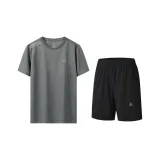 Комплект (Черные шорты + Серый с короткими рукавами)