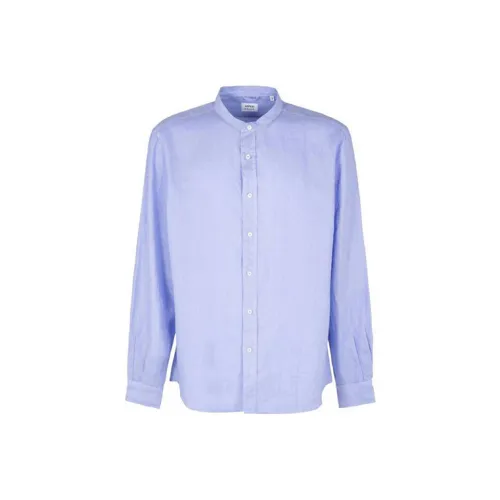 ASPESI Длинный рукав льняная ткань рубашка мужская синяя