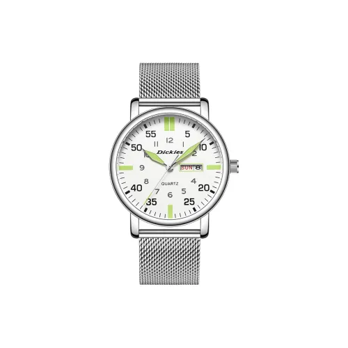 Dickies Кварцевые часы механический механизм стальной ремешок серебристый циферблат унисекс упаковка