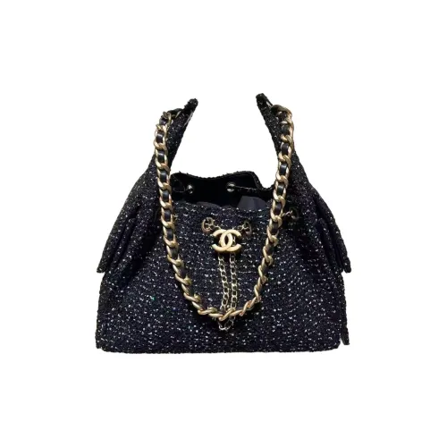 CHANEL 25Bag Шерсть Плечо Сумка Маленькая Женская Черная