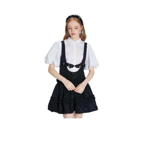 AIVEI Черное Женское Короткое Платье с Рукавами