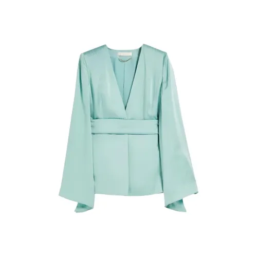 MaxMara Occhi Коллекция Шелковый атлас Кимоно Куртка Куртки Пальто Женские Светло-синий