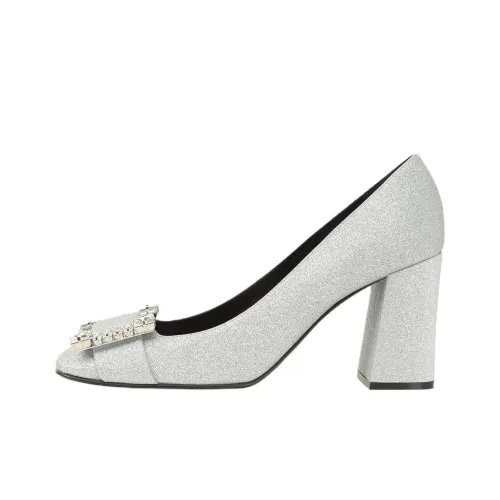 SERGIO ROSSI Sr Prince Квадратный каблук Высокие каблуки 8 см Женские Серебристый